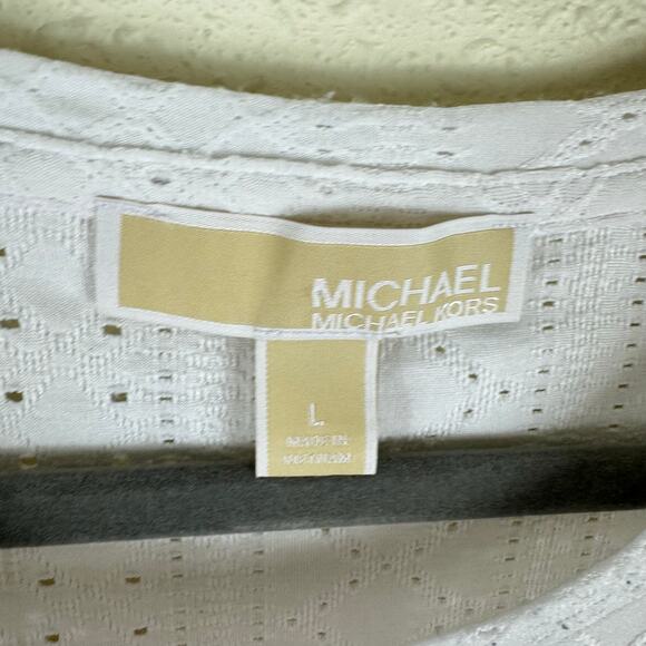 Michael Kors White Eyelet Sleeveless Peplum Blouse Large - Picture 5 of 6